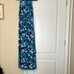 Blue Floral Maxi Dress side slits Calvin Klein size 10